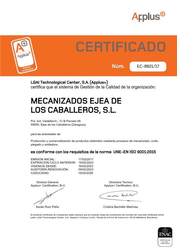 Certificado Mecanus ISO 9001 2026